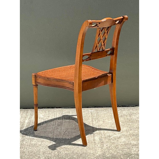 Vintage Hand Carved Cane Side Chair For Sale - Image 9 of 12