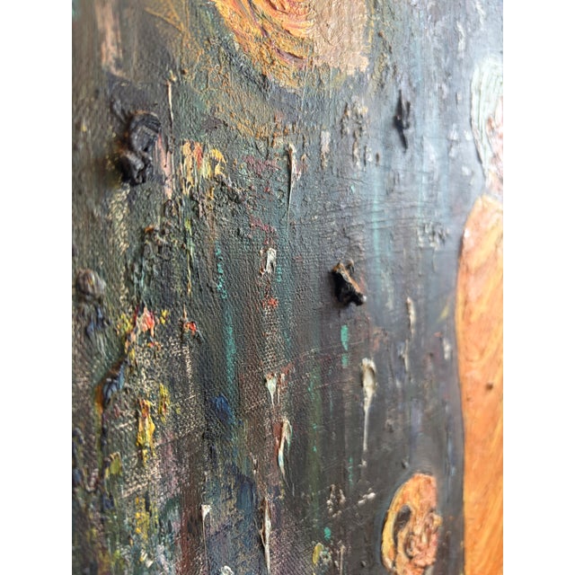 Mid-Century Modern 1960s Mid-Century Thai Impasto "Monk" Oil Painting by Saneh – Bangkok For Sale - Image 3 of 12