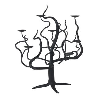Brutalist Tree of Life Hand-Forged Candleholder, 1970s For Sale
