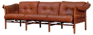 Model Indra 3-Seater Leather Sofa by Arne Norell for Arne Norell AB, 1970s