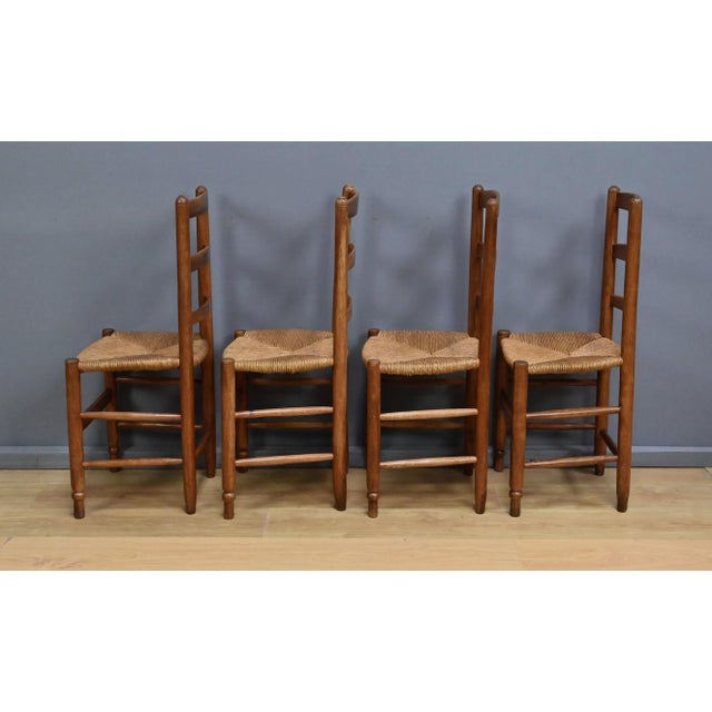 Wood Cherrywood and Straw Chairs, Late 19th Century, Set of 4 For Sale - Image 7 of 18