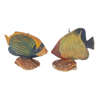 1930s Rare Art Deco Era Handmade Butterfly Angel Saltwater Fish Sculpture Candle, Pair For Sale