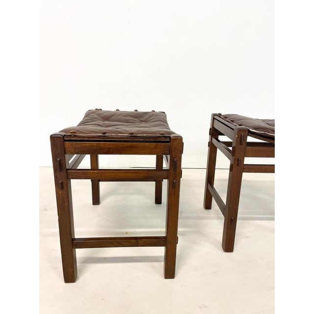 Mid-Century Modern pair of 2 stools by Giuseppe Rivadossi, Italy,1980s. This piece is attributed to the mentioned...