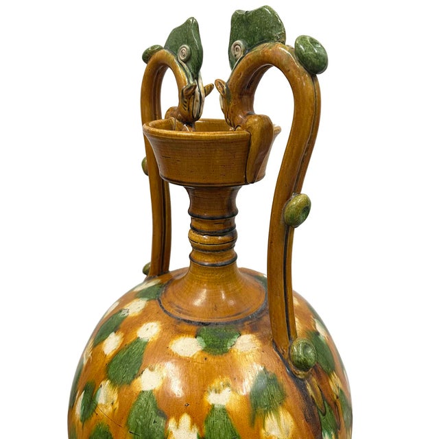 1920s Early 20th Century Chinese Sancai-Glazed Double Dragon-Handled Amphora/Vase For Sale - Image 5 of 13