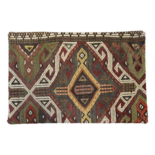 Pasargad Home Vintage Kilim Pillow Case, Multicolor For Sale
