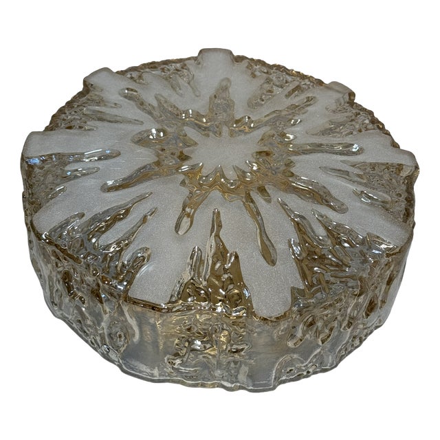 Italian Textured Flush Mount Ceiling Light, 1970s For Sale