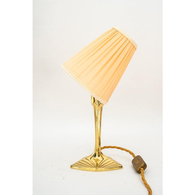 Art Deco Brass Table Lamp with Fabric Shade, 1920s For Sale - Image 6 of 18