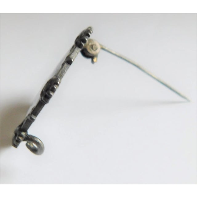 White Romorantin, France Antique Sterling and French Enamel Floral Brooch Pin For Sale - Image 8 of 9