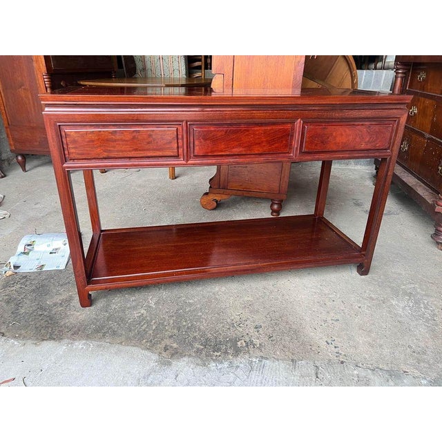 Vintage Ming Style Solid Rosewood Server or Console Table. For Sale - Image 9 of 10