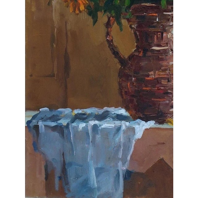 1970s Original Floral Still Life Oil Painting, Ukrainian Art 1975 60-80 For Sale - Image 4 of 6