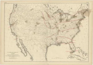 Antique Map of the Air Movement of the United States by Walker, 1874
