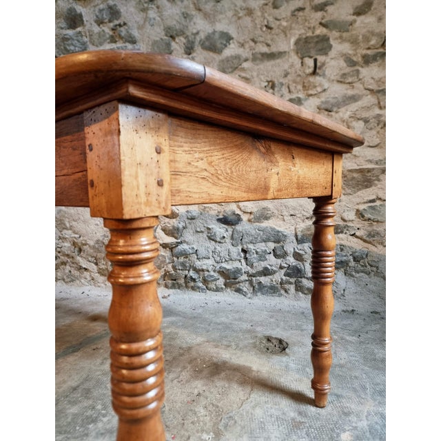 French Oak and Walnut Dining Table with Marble Top For Sale - Image 15 of 18