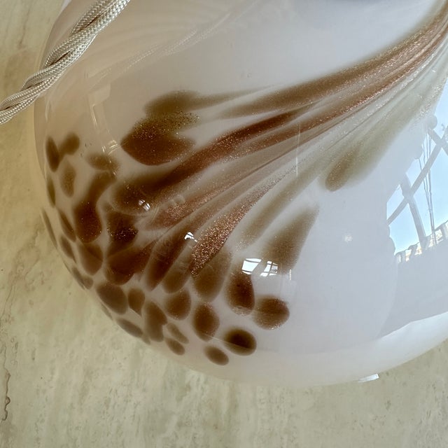 Large Globular Murano Glass Table Lamp with Brass Base and Drum Shade by La Murrina, 1970s For Sale - Image 10 of 18
