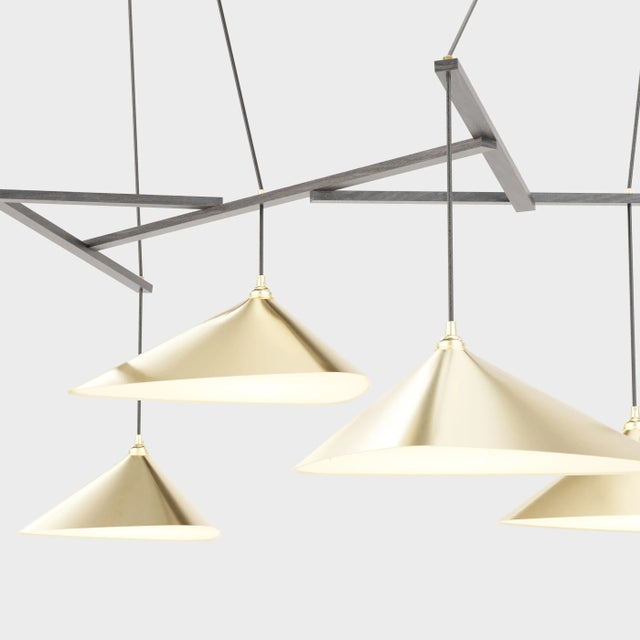 Monumental Daniel Becker 'Emily 7' Chandelier in Brass & Black for Moss Objects. Designed by Berlin luminary Daniel Becker...