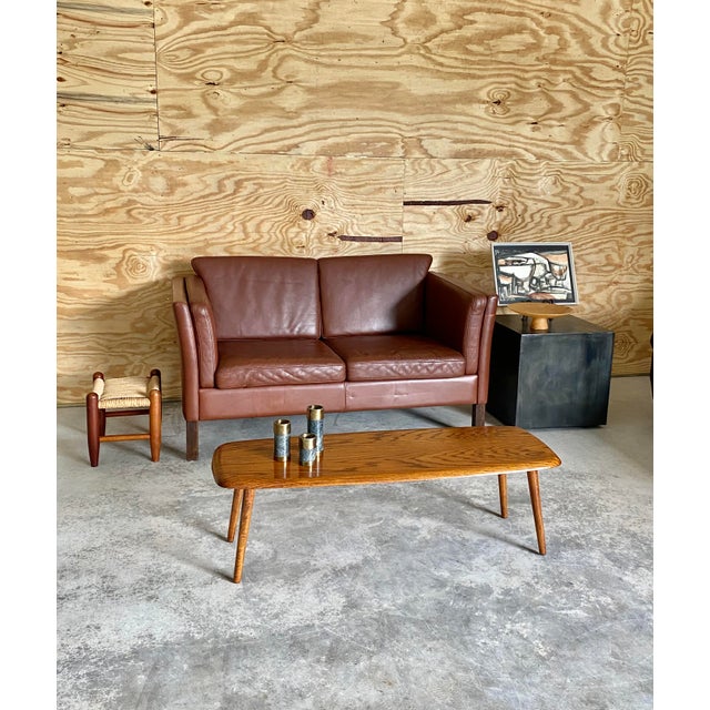 Two-seat "loveseat" Danish Modern sofa in the style of Børge Mogensen, and similar to Stouby furniture; Denmark production...