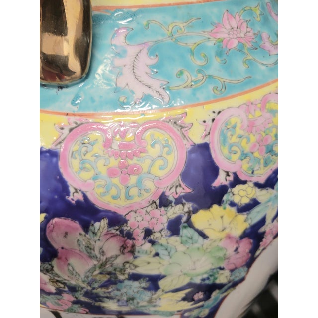 Monumental Palace Sized Porcelain Vintage Chinoiserie Famille Rose Giant Floor Vase Room Decor For Sale - Image 12 of 14