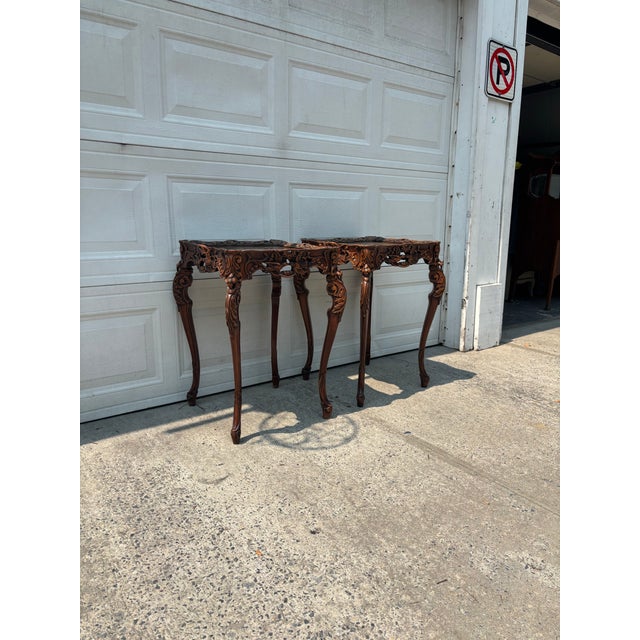Pair of Spanish Revival Carved Walnut Side Tables, Bird Motif, Baroque Style For Sale In New York - Image 6 of 12