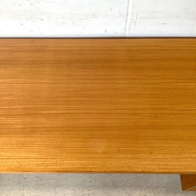 Late 20th Century Vintage Mid-Century Scandinavian Modern Teak Single Pedestal Desk For Sale - Image 5 of 18