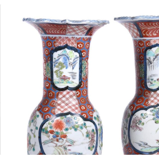 Antique Japanese Arita Imari Porcelain Vase Table Lamps, Set of 2 For Sale - Image 3 of 8