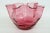 Mid-Century Modern Fenton Thumbprint Style Cranberry Pink Glass Ruffled Rose Bowl Vase For Sale - Image 3 of 11