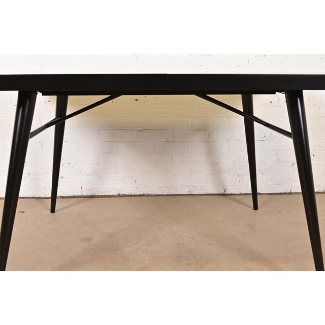 Paul McCobb Planner Group Mid-Century Modern Black Lacquered Extension Dining Table, Newly Refinished For Sale - Image 10 of 13