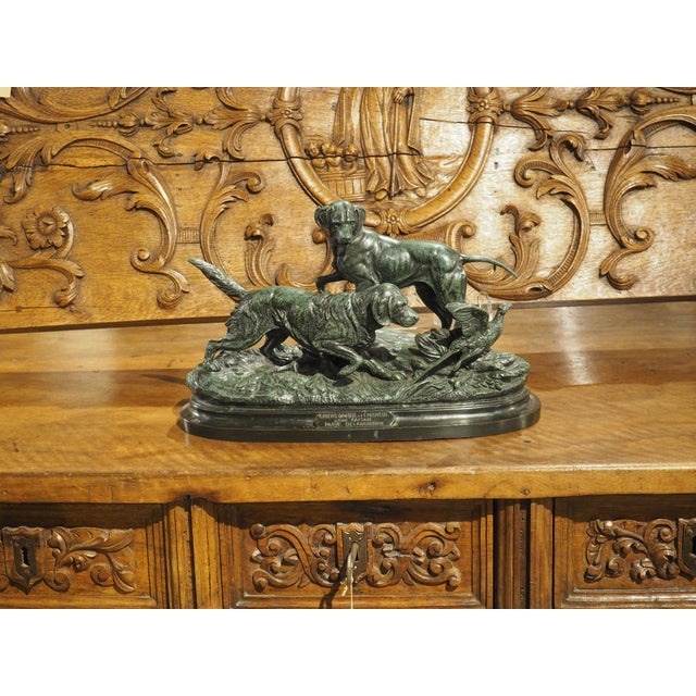 19th Century French Bronze Sculpture, a Pointer and Spaniel Hunting a Pheasant For Sale In Dallas - Image 6 of 18