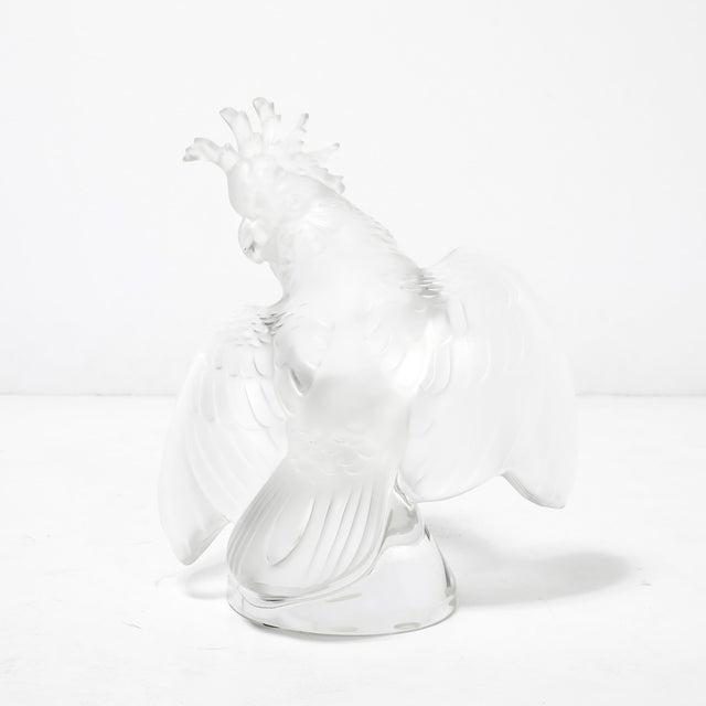 Mid-Century Modernist Sculptural Crystal Cockatiel Sculpture Signed Lalique For Sale - Image 10 of 18