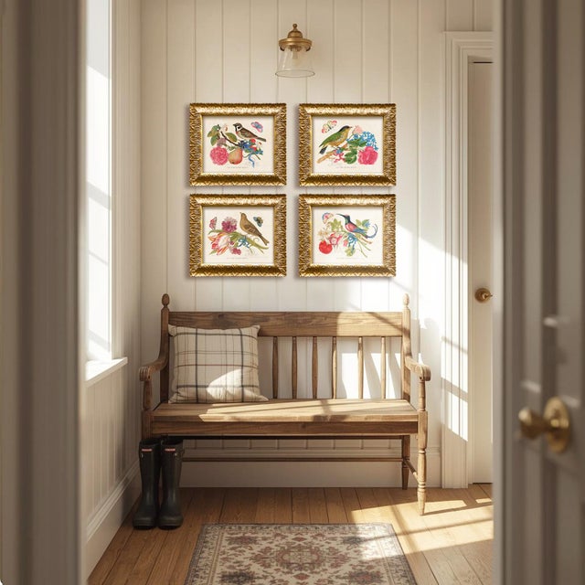 This is the set of all 4 "Birds and Butterflies" framed giclee prints. Save on shipping costs by ordering all 4 framed...