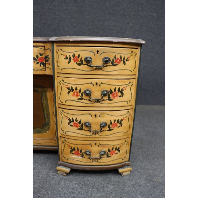 Venetian Style Hand-Painted Kneehole Desk For Sale - Image 16 of 18