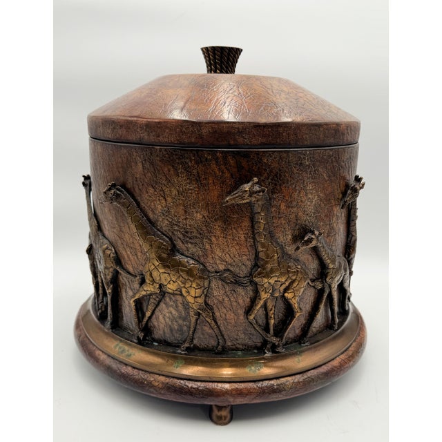 African Maitland Smith Safari Giraffe Themed Lidded Canister For Sale - Image 3 of 14
