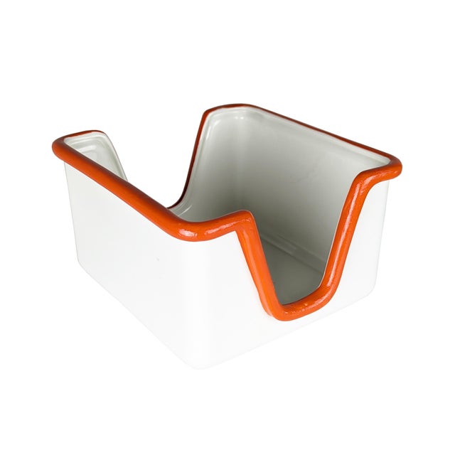 Italian White & Orange Ceramic Tableware Containers, 1970s, Set of 3 For Sale - Image 9 of 14