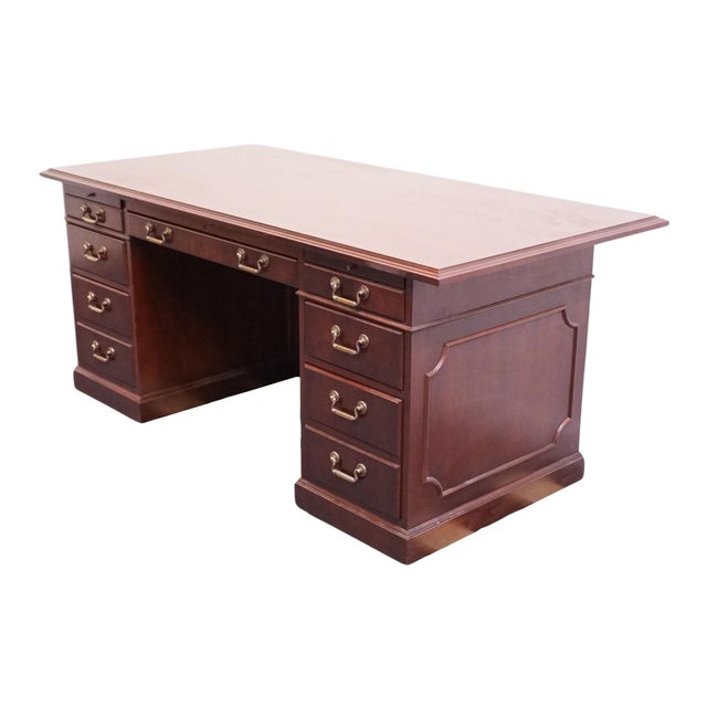 Kimball Kimball Furniture Solid Mahogany Traditional Style 72" Executive Office Desk For Sale - Image 4 of 13