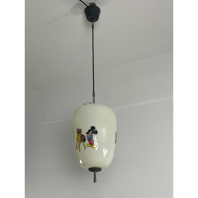 Disney pendant lamp by Doria Leuchten decorated opaline glass, 1960s Delightful opaline glass chandelier, decorated with...