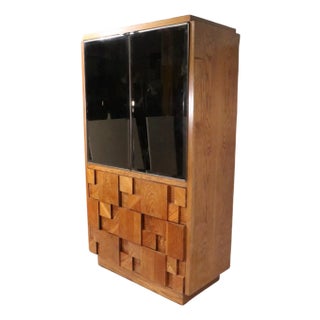 Mid 20th Century Brutalist Lane Staccato Armoire Wardrobe Chifferobe For Sale