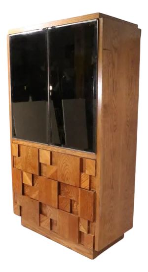 Mid 20th Century Brutalist Lane Staccato Armoire Wardrobe Chifferobe