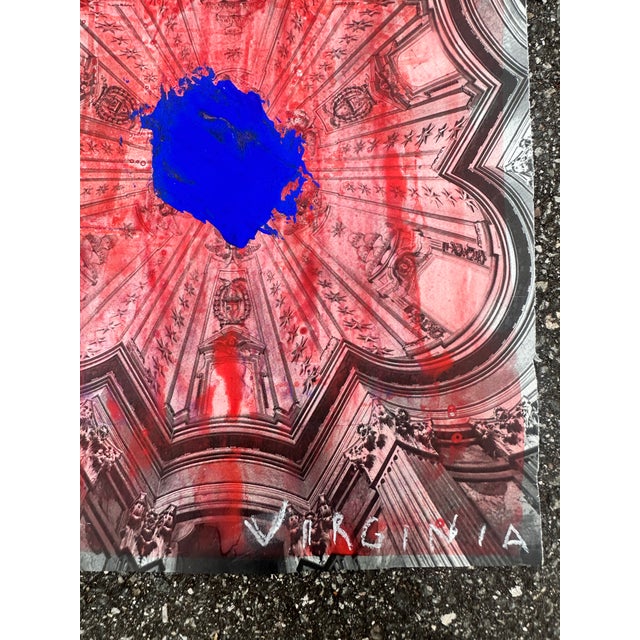 Abstract original painting on vintage book page by Virginia Chamlee. Signed and dated. 2025. Mixed media on paper. Shades...