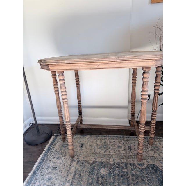 1901 Antique Walnut Edwardian Side Table Solid Wood/Handmade Farmhouse Style For Sale In Chicago - Image 6 of 6