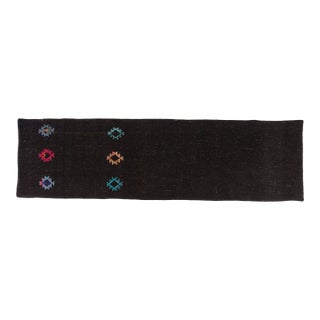 Organic Vintage Black Kilim Runner For Sale