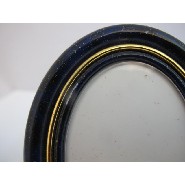 Cartier Cartier Paris Gold Gilt Plated Lapis Blue Enamel Oval Photo Picture Desk Frame For Sale - Image 4 of 12