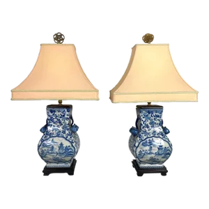 Blue & White Table Lamps Set of 2