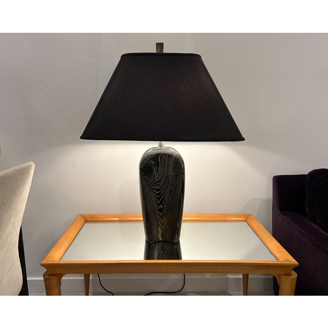 Wood Ebonized Oak Table Lamp, Usa 1970s For Sale - Image 7 of 11