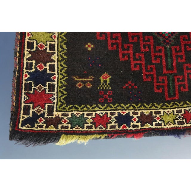 Black Vintage Afghan Nomad Rug Seat Cushion Cover, 1970s For Sale - Image 8 of 13