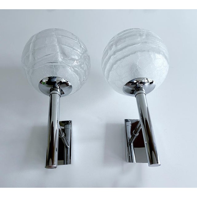 Mid-Century Modern Vintage Space Age Glass Sconces from Doria, 1960s, Set of 2 For Sale - Image 3 of 11