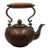 Engraved Copper Teapot With Wooden Handle & Chinese Calligraphy For Sale