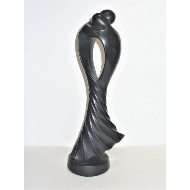 Vintage Mid 20th Century Ebony Wood Carving of Lovers Embracing For Sale - Image 10 of 12