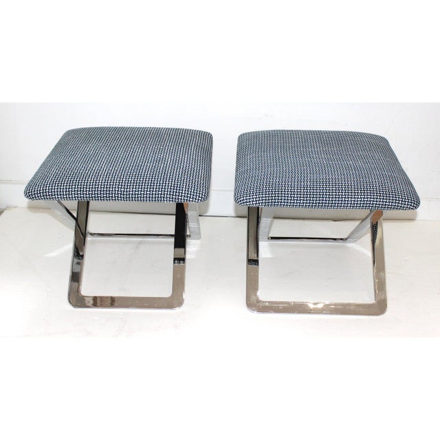 Milo Baughman Milo Baughman Attributed X-Stools - a Pair For Sale - Image 4 of 13