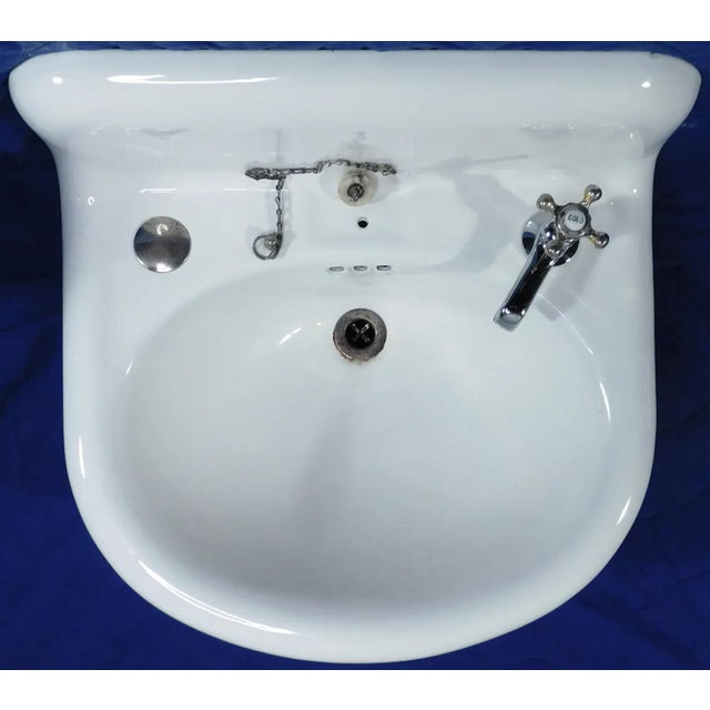 1952 Vintage Kohler High-Back Porcelain & Cast Iron Rounded Front Sink For Sale - Image 4 of 13