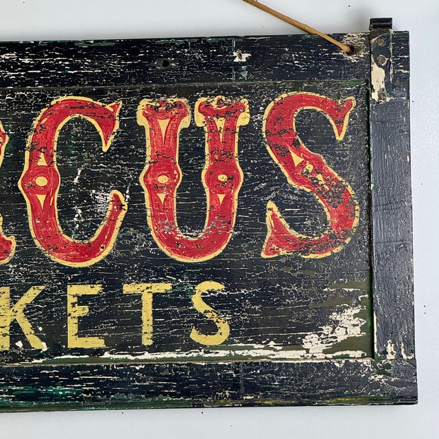 Iconic Rare & Unique Large "Circus" Folk Art Painted Wooden Vintage Sign For Sale - Image 4 of 8