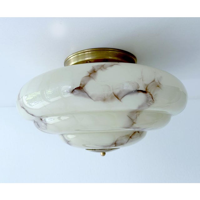 Art Deco Ceiling Light in Ivory Marbled Glass, 1930s For Sale - Image 17 of 17