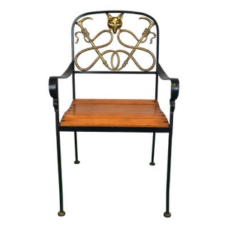 late 20th century Fox Hunting Armchair Painted Iron W/ Brass Back Provenance: The Susie Hilfiger Collection For Sale